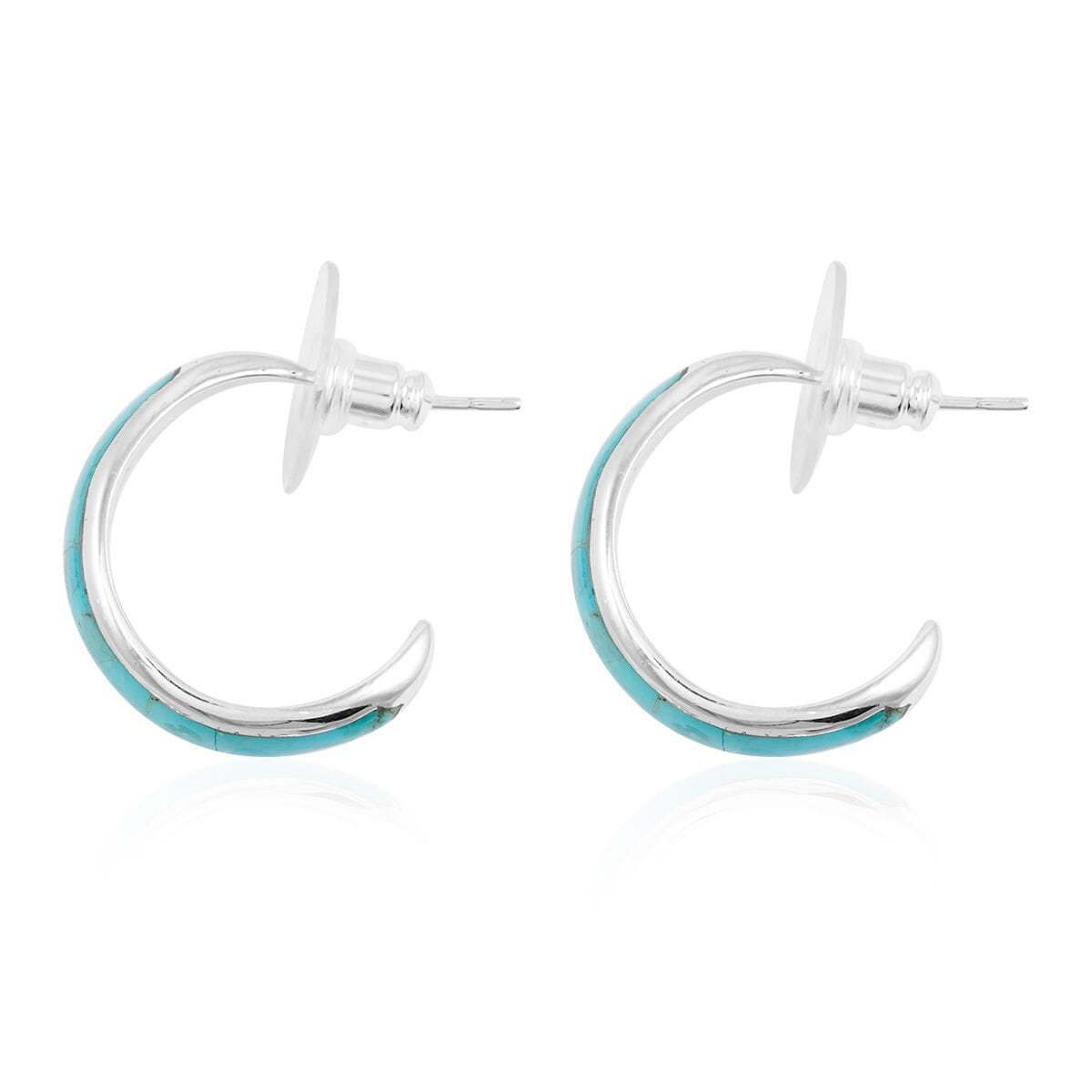 Santa Fe Style Kingman Turquoise 8.00 ctw Earrings in Sterling Silver image number 3