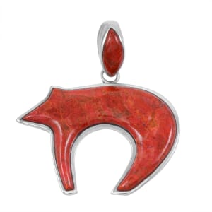 Santa Fe Style Enhanced Red Coral 44.00 ctw Pendant in Sterling Silver