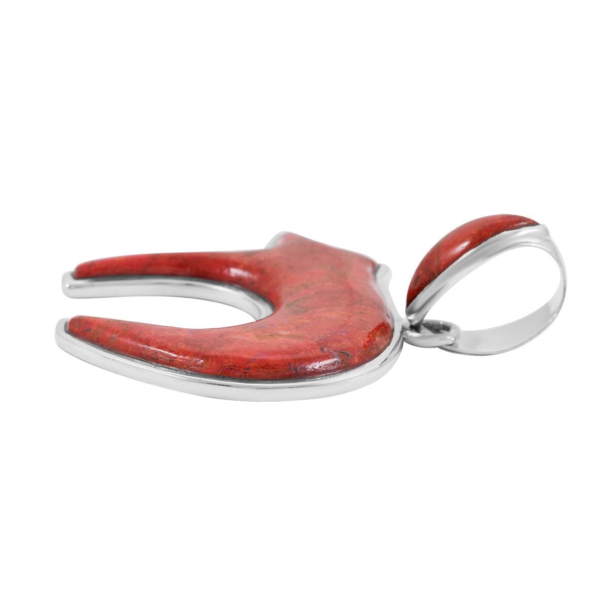 Santa Fe Style Enhanced Red Coral 44.00 ctw Pendant in Sterling Silver image number 3