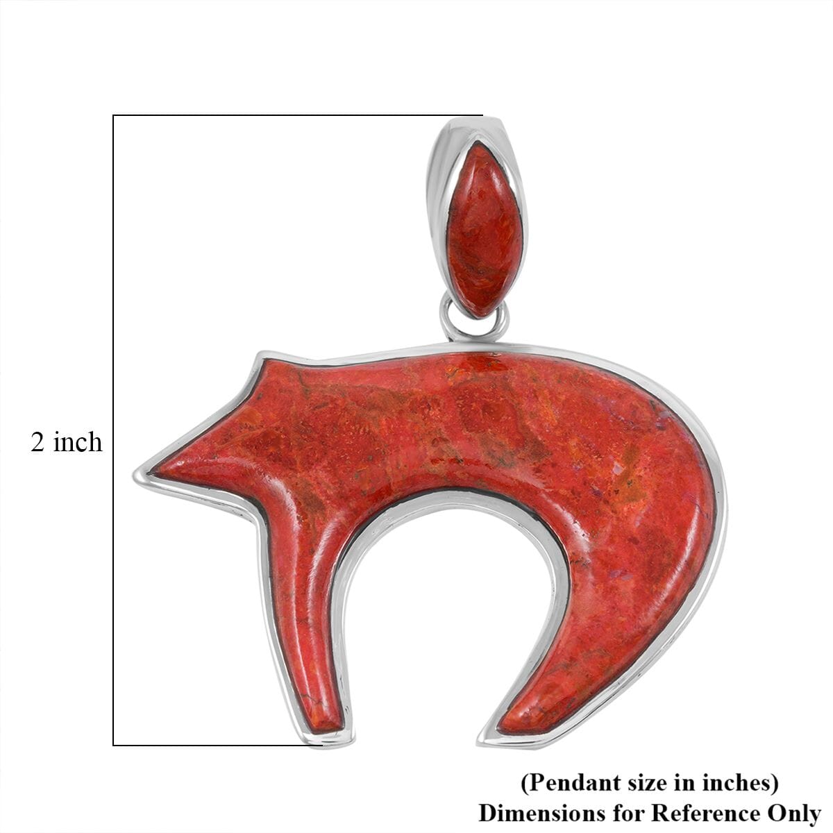 Santa Fe Style Enhanced Red Coral 44.00 ctw Pendant in Sterling Silver image number 4