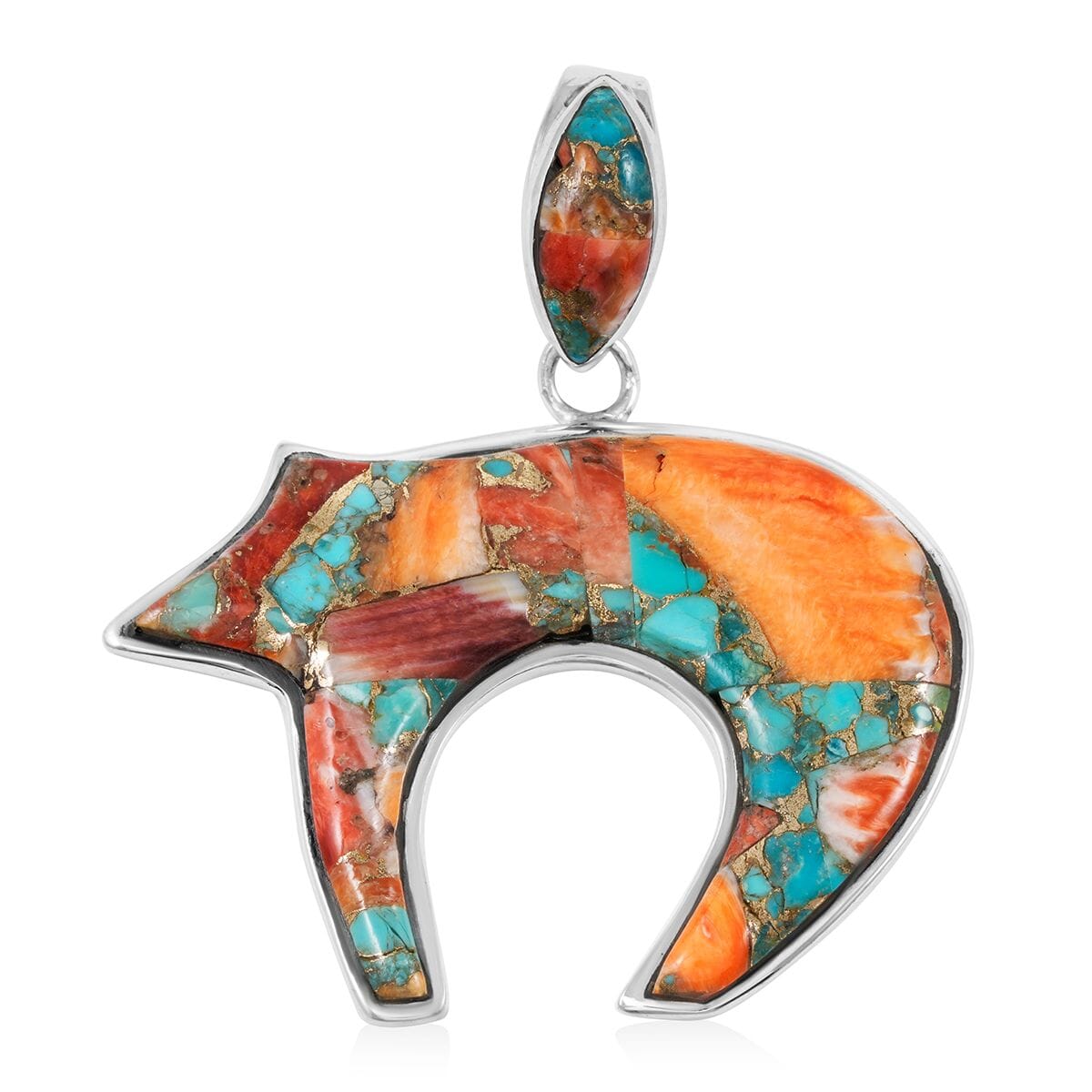 Santa Fe Style Spiny Turquoise 44.00 ctw Pendant in Sterling Silver image number 0