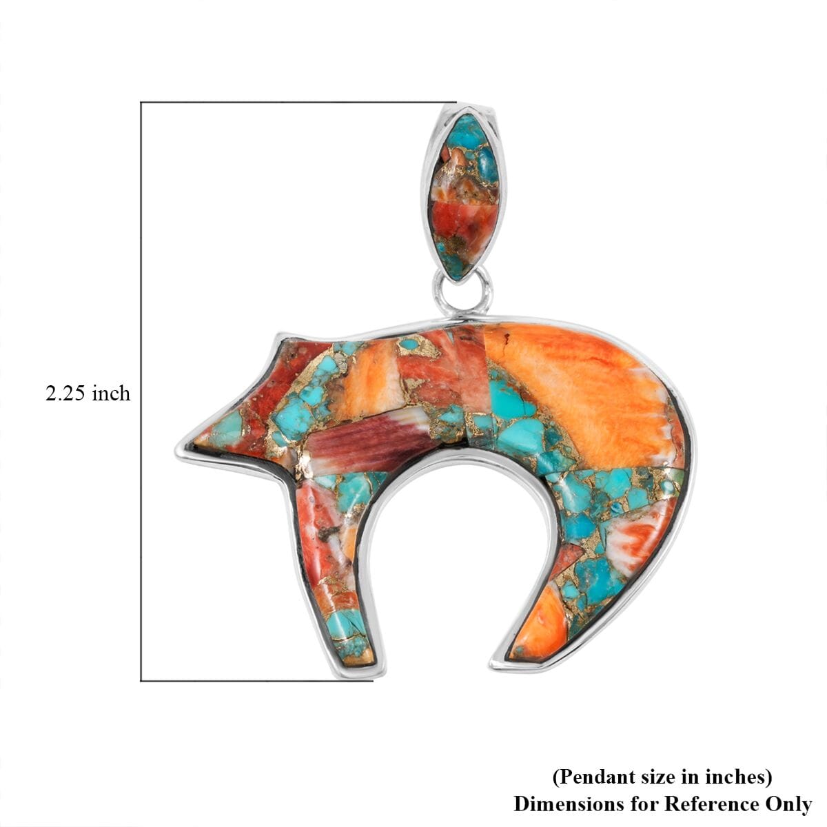 Santa Fe Style Spiny Turquoise 44.00 ctw Pendant in Sterling Silver image number 4