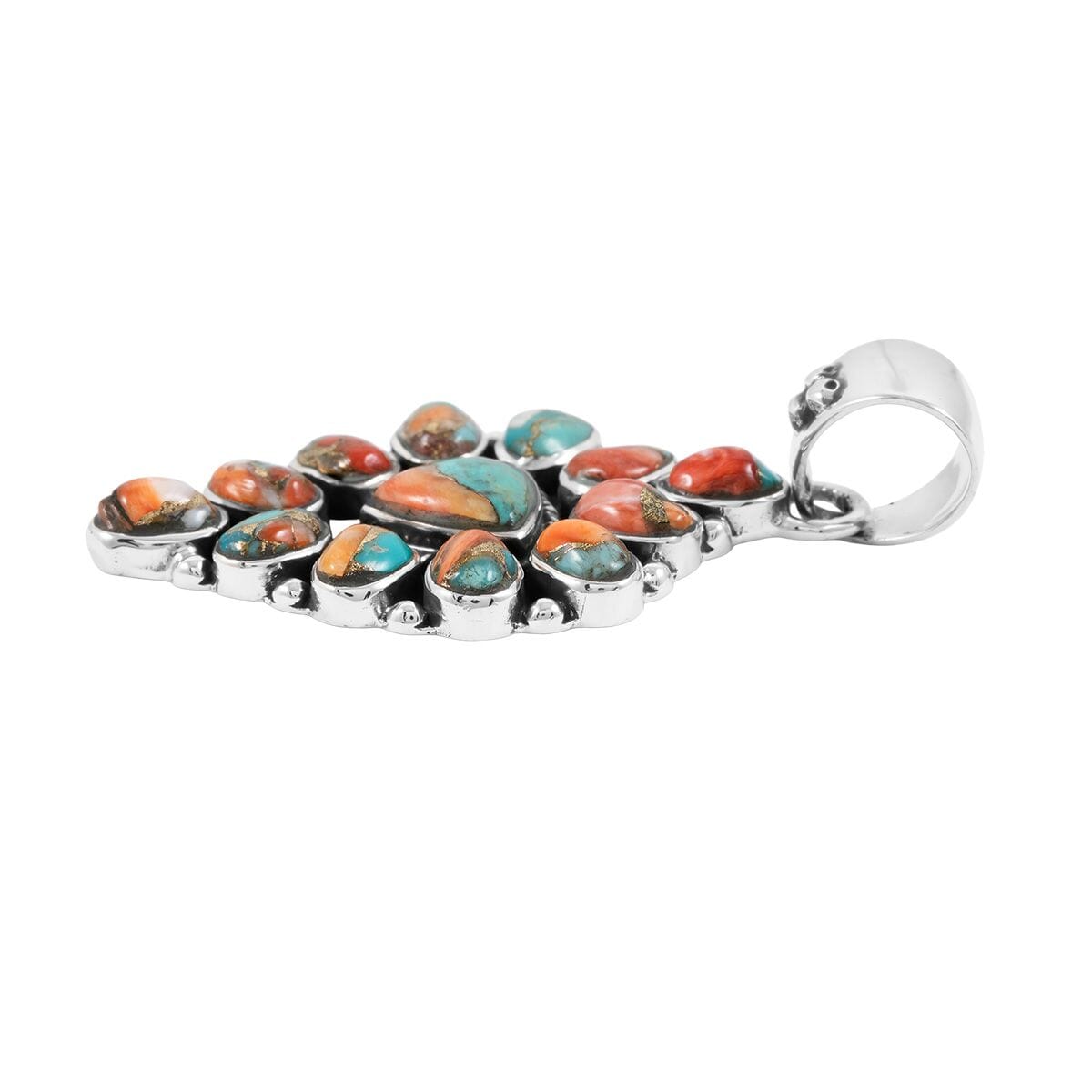 Santa Fe Style Spiny Turquoise 15.00 ctw Pendant in Sterling Silver image number 3