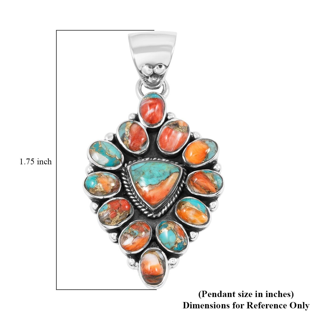 Santa Fe Style Spiny Turquoise 15.00 ctw Pendant in Sterling Silver image number 4