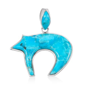 Santa Fe Style Kingman Turquoise 44.00 ctw Pendant in Sterling Silver