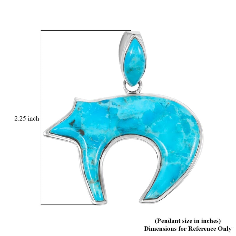 Santa Fe Style Kingman Turquoise 44.00 ctw Pendant in Sterling Silver