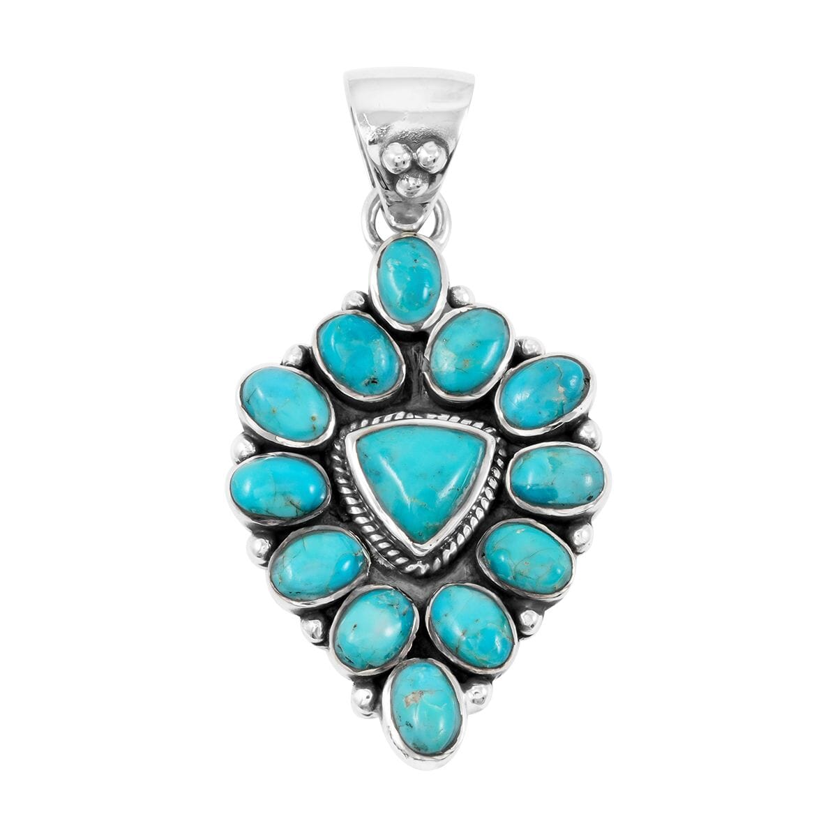 Santa Fe Style Kingman Turquoise 15.00 ctw Pendant in Sterling Silver image number 0