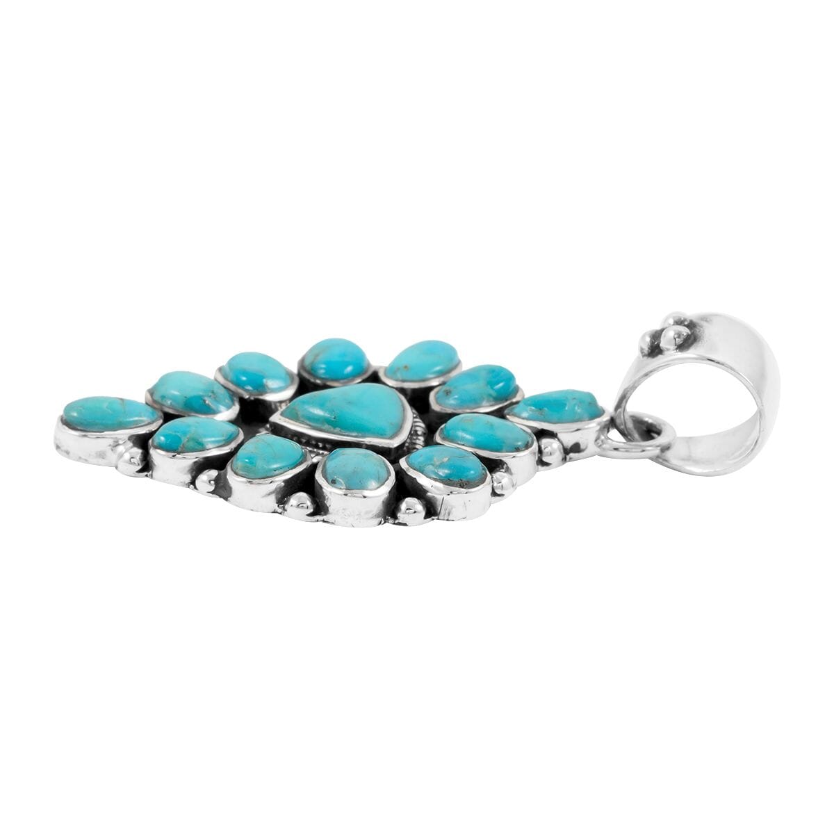 Santa Fe Style Kingman Turquoise 15.00 ctw Pendant in Sterling Silver image number 3