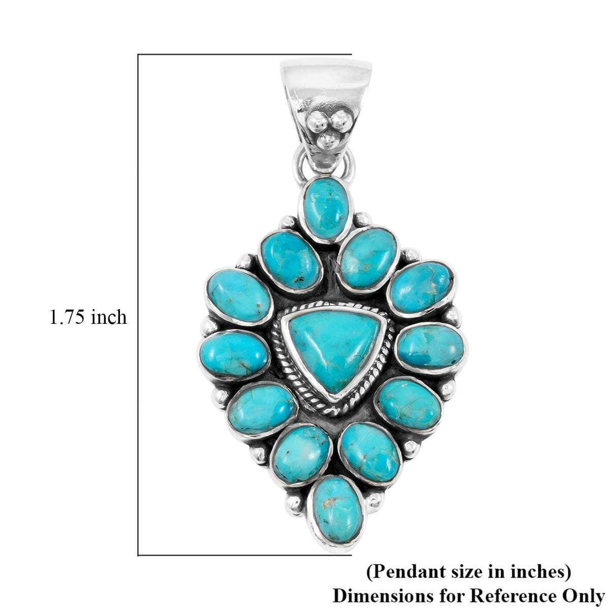 Santa Fe Style Kingman Turquoise 15.00 ctw Pendant in Sterling Silver image number 4