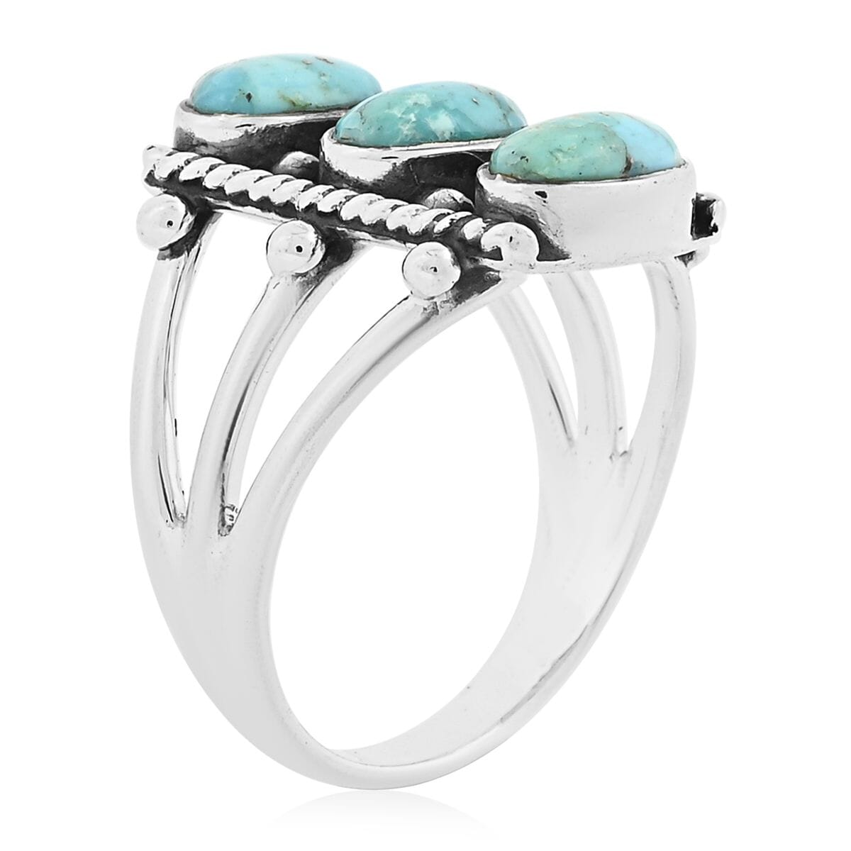 Santa Fe Style Kingman Turquoise 8.50 ctw Ring in Sterling Silver (Size 7.0) image number 3