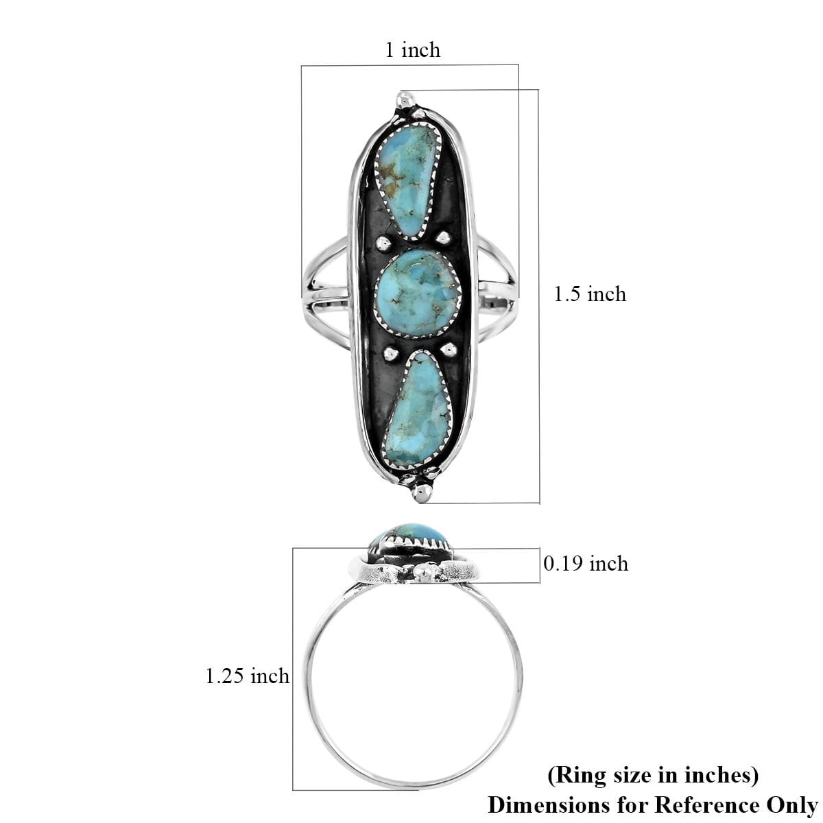 Santa Fe Style Kingman Turquoise 9.00 ctw Ring in Sterling Silver (Size 7.0) image number 5