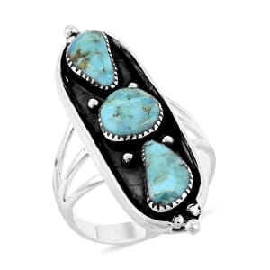 Santa Fe Style Kingman Turquoise 9.00 ctw Ring in Sterling Silver (Size 9.0)