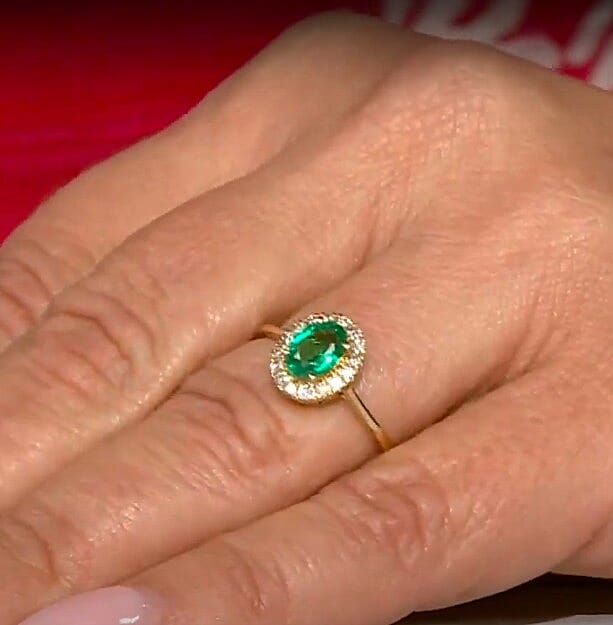 Luxoro 14K Yellow Gold AAA Kagem Zambian Emerald, Diamond (G-H, I2) Ring (Size 10.0) 1.10 ctw