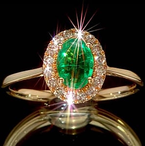 Luxoro AAA Kagem Zambian Emerald and G-H I2 Diamond 1.10 ctw Ring in 14K Yellow Gold (Size 6.0)