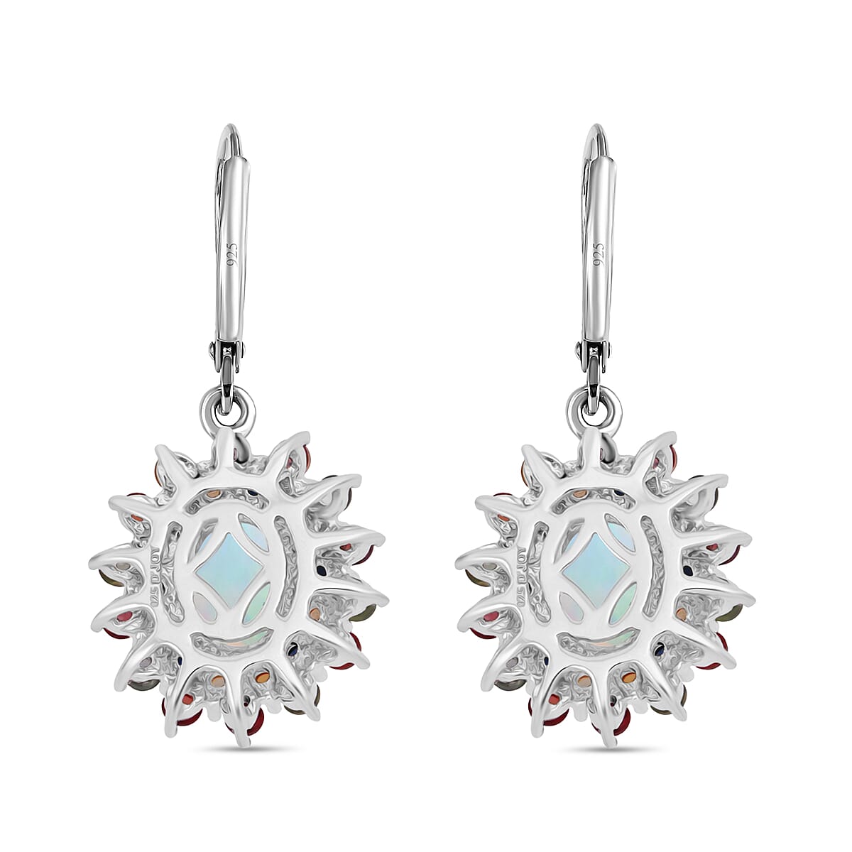 D'Joy Premium Ethiopian Wel Opal and Multi Sapphire 6.50 ctw Celestial Carnival Earrings in Rhodium Over Sterling Silver image number 3