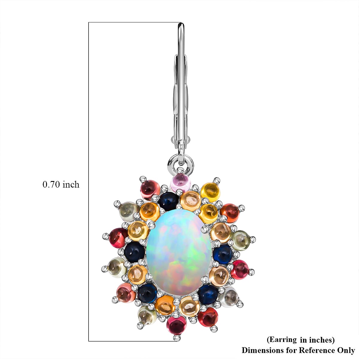 D'Joy Premium Ethiopian Welo Opal and Multi Sapphire 6.50 ctw Celestial Carnival Earrings in Rhodium Over Sterling Silver