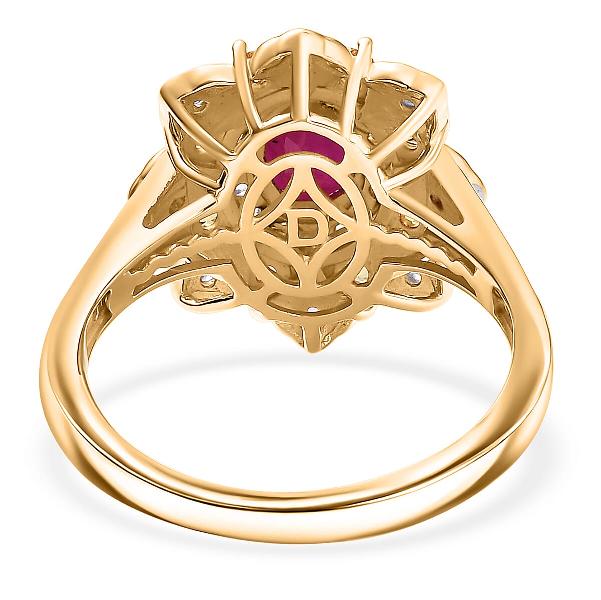 D'Joy Premium Royal Ruby, Multi Gemstone Tulip Ring in 18K Vermeil YG Over Sterling Silver 2.00 ctw (Size 6.0) image number 4