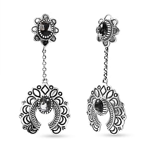 D'Joy Artisan Crafted White Buffalo 3.00 ctw Squash Blossom Earrings in Sterling Silver
