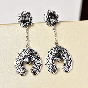 D'Joy Artisan Crafted White Buffalo 3.80 ctw Squash Blossom Earrings in Sterling Silver