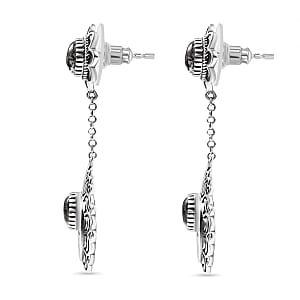 D'Joy Artisan Crafted White Buffalo 3.80 ctw Squash Blossom Earrings in Sterling Silver
