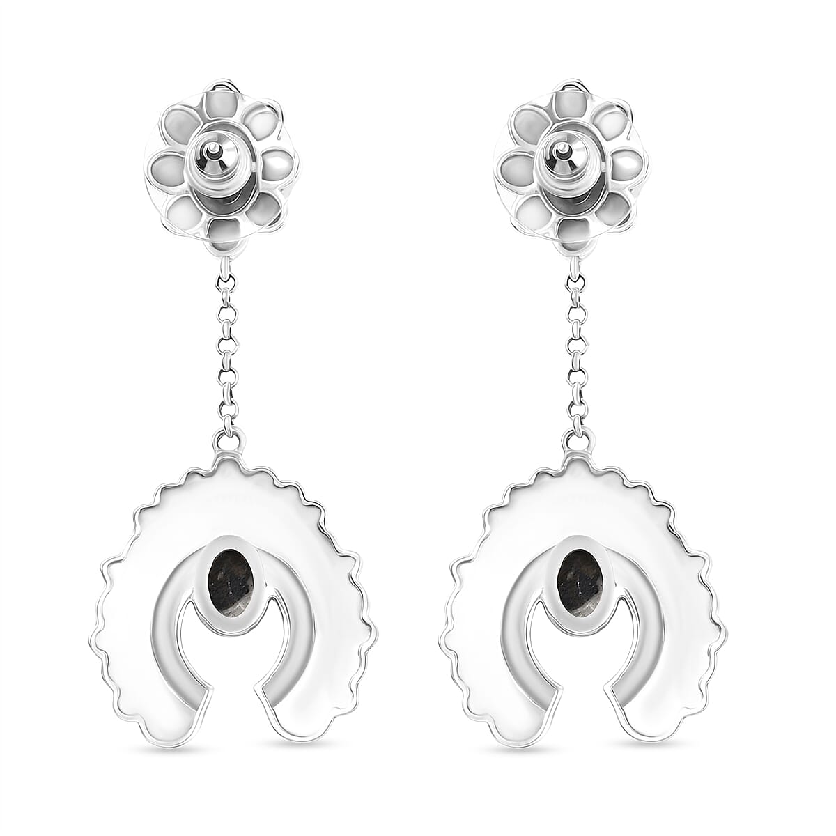 D'Joy Artisan Crafted White Buffalo 3.80 ctw Squash Blossom Earrings in Sterling Silver image number 4
