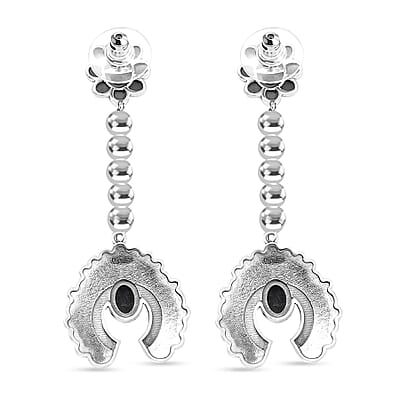 D'Joy Artisan Crafted White Buffalo 3.80 ctw Squash Blossom Earrings in Sterling Silver