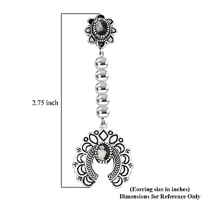 D'Joy Artisan Crafted White Buffalo 3.80 ctw Squash Blossom Earrings in Sterling Silver