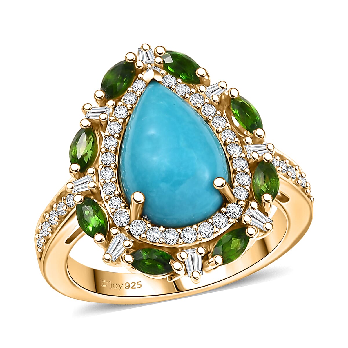 D’Joy Sleeping Beauty Turquoise, Multi Gemstone Ring in 18K Vermeil YG Over Sterling Silver (Size 10.0) 4.05 ctw image number 0