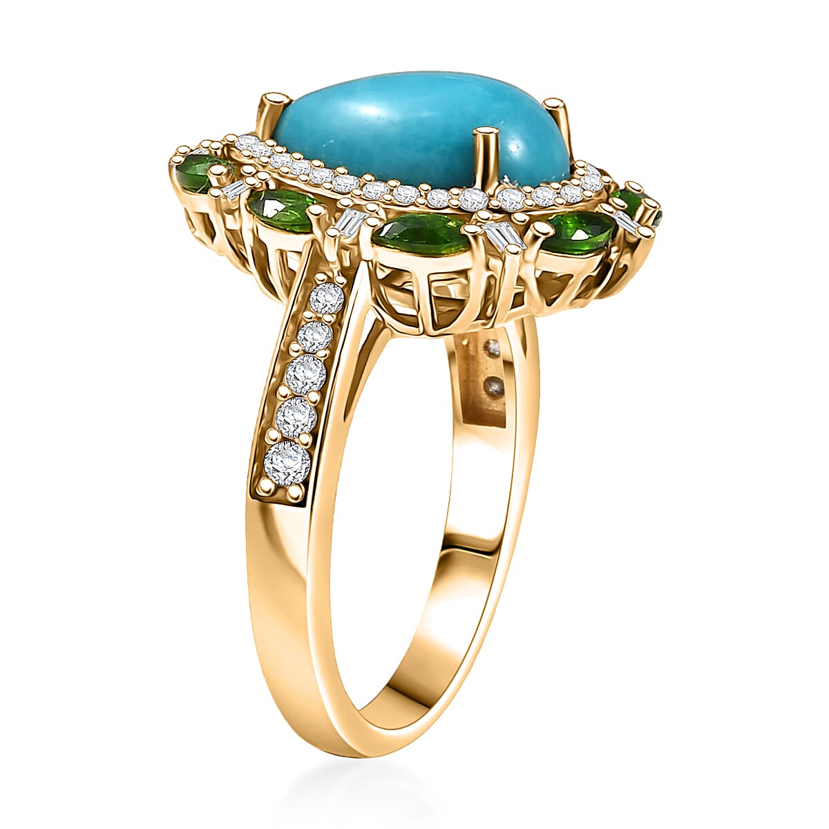 D’Joy Sleeping Beauty Turquoise, Multi Gemstone Ring in 18K Vermeil YG Over Sterling Silver (Size 10.0) 4.05 ctw image number 3