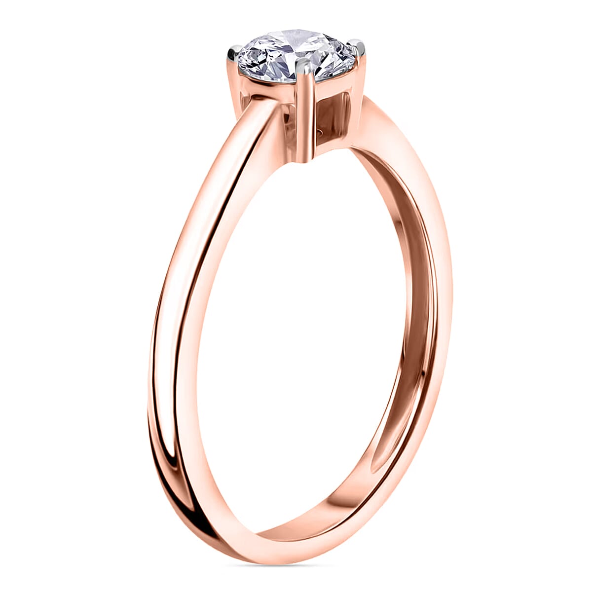 Luxuriant Lab Grown Diamond E-F VS 0.50 ctw Solitaire Ring in 18K Vermeil Rose Gold Over Sterling Silver (Size 10.0) (Del. in 10-12 Days) image number 7