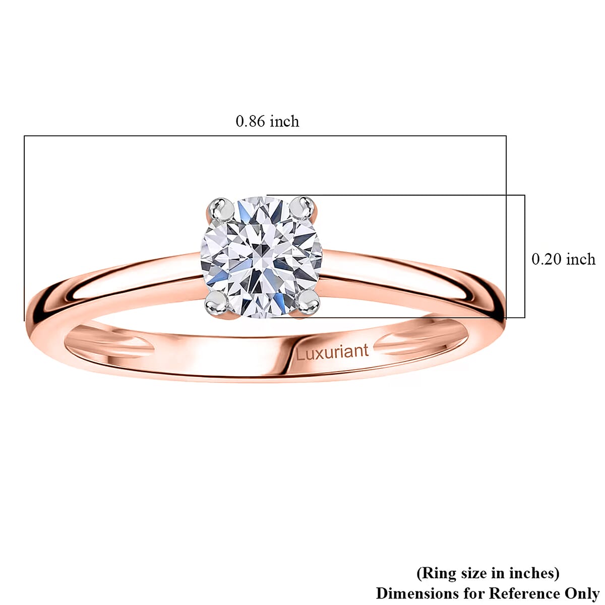 Luxuriant Lab Grown Diamond E-F VS 0.50 ctw Solitaire Ring in 18K Vermeil Rose Gold Over Sterling Silver (Size 12.0) image number 9