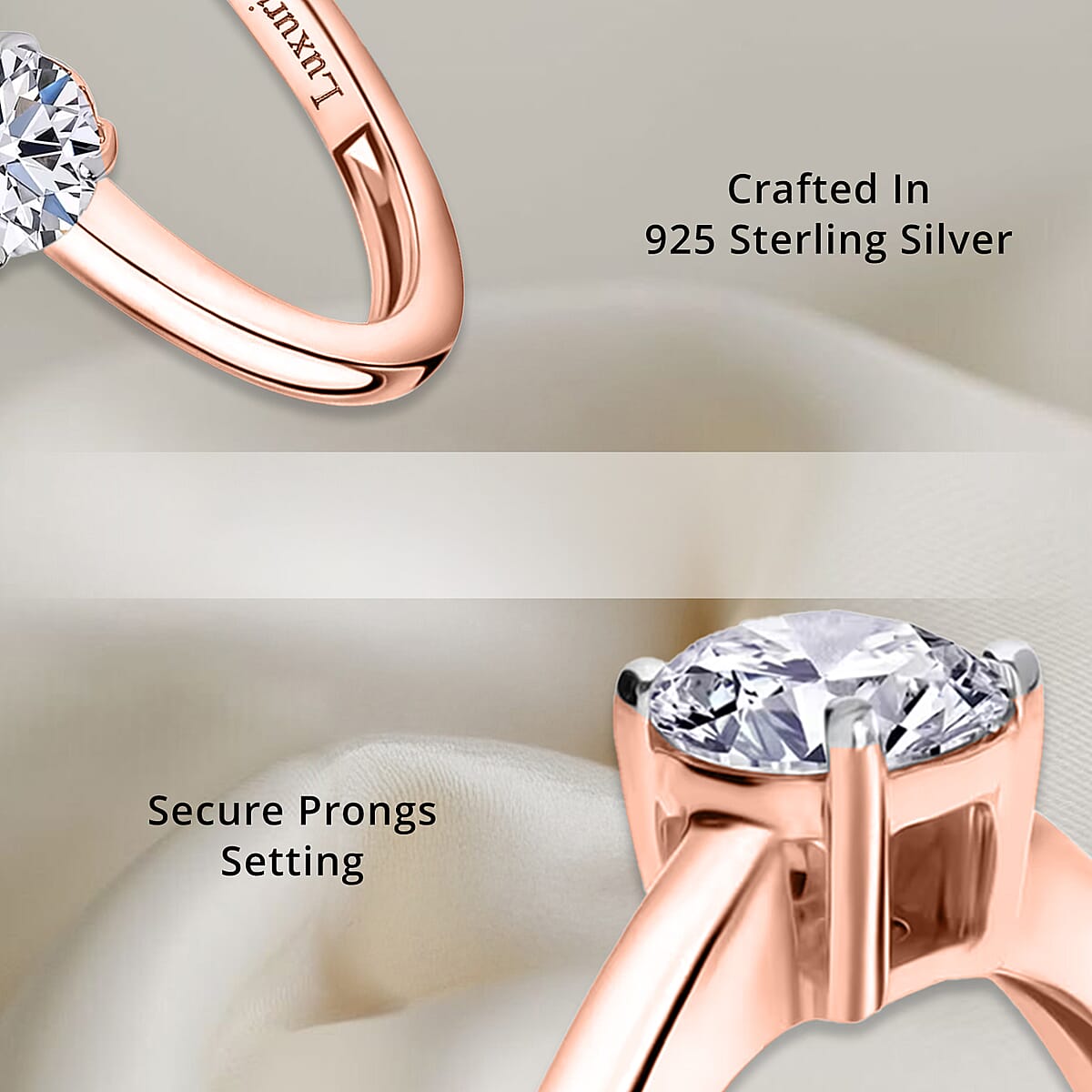 Luxuriant Lab Grown Diamond E-F VS 0.50 ctw Solitaire Ring in 18K Vermeil Rose Gold Over Sterling Silver (Size 7.5) image number 2
