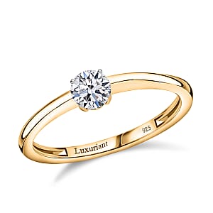 Luxuriant Lab Grown Diamond E-F VS 0.50 ctw Solitaire Ring in 18K Vermeil Yellow Gold Over Sterling Silver (Size 10.0) (Del. in 10-12 Days)