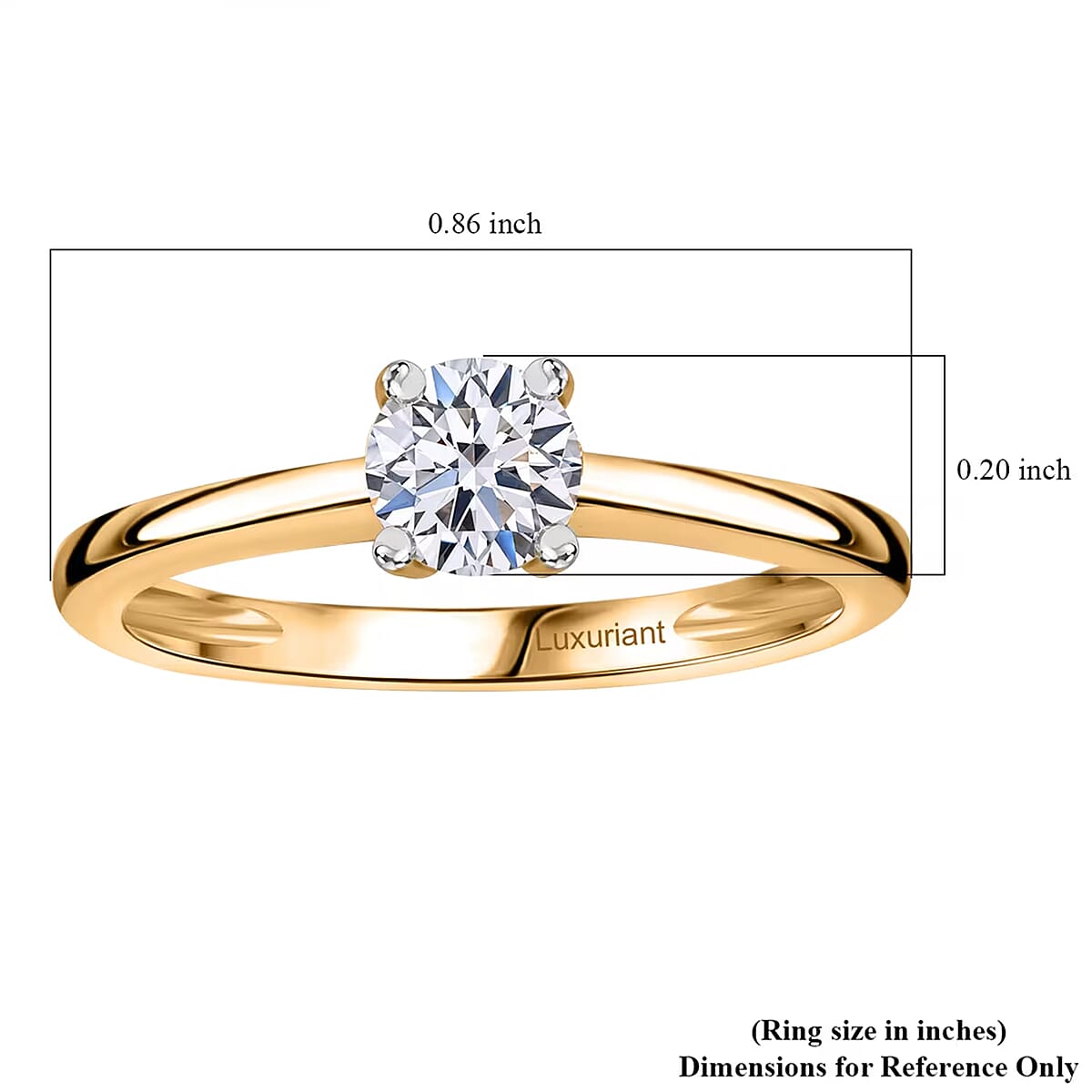 Luxuriant Lab Grown Diamond E-F VS 0.50 ctw Solitaire Ring in 18K Vermeil Yellow Gold Over Sterling Silver (Size 10.0) (Del. in 10-12 Days) image number 7