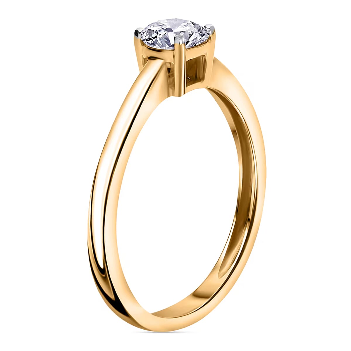Luxuriant Lab Grown Diamond E-F VS 0.50 ctw Solitaire Ring in 18K Vermeil Yellow Gold Over Sterling Silver (Size 10.0) (Del. in 10-12 Days) image number 8