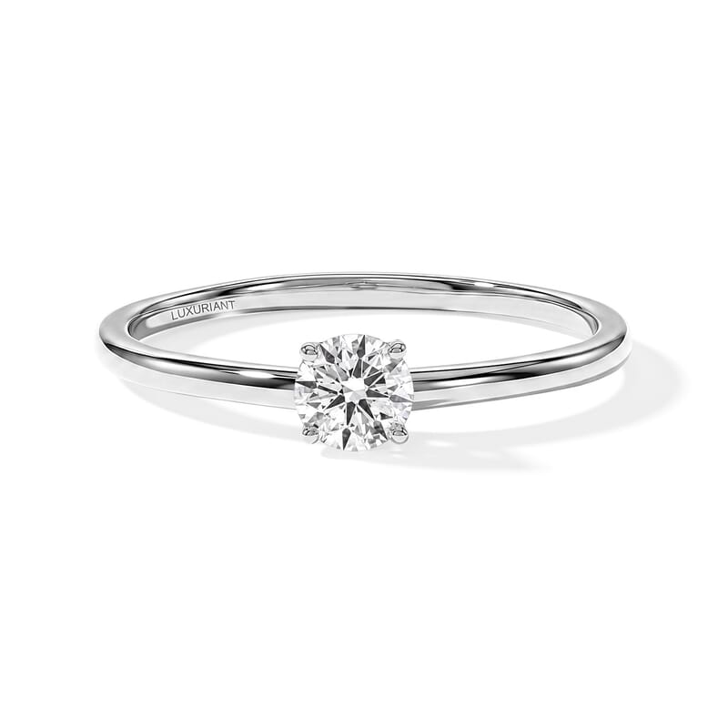 Luxuriant Lab Grown Diamond E-F VS 0.50 ctw Solitaire Ring in Rhodium Over Sterling Silver (Size 10.0)