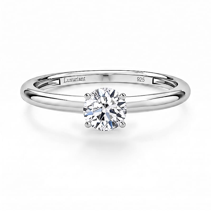 Luxuriant Lab Grown Diamond E-F VS 0.50 ctw Solitaire Ring in Rhodium Over Sterling Silver (Size 10.0)