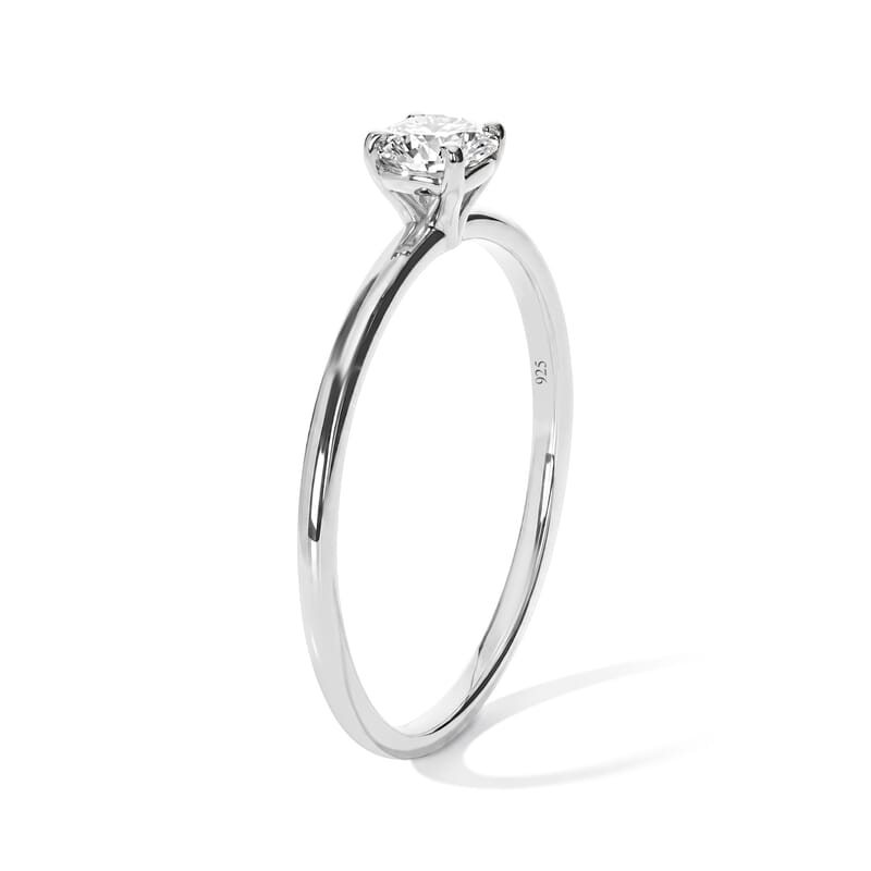 Luxuriant Lab Grown Diamond E-F VS 0.50 ctw Solitaire Ring in Rhodium Over Sterling Silver (Size 10.0)