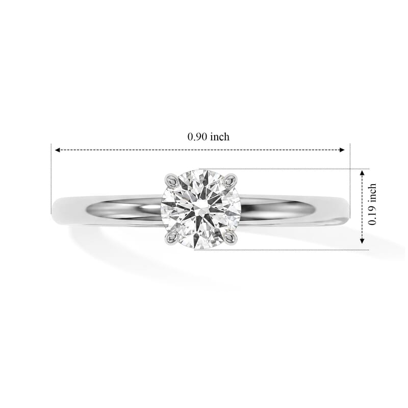 Luxuriant Lab Grown Diamond E-F VS 0.50 ctw Solitaire Ring in Rhodium Over Sterling Silver (Size 10.0)