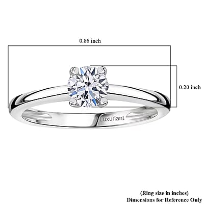 Luxuriant Lab Grown Diamond E-F VS 0.50 ctw Solitaire Ring in Rhodium Over Sterling Silver (Size 10.0)