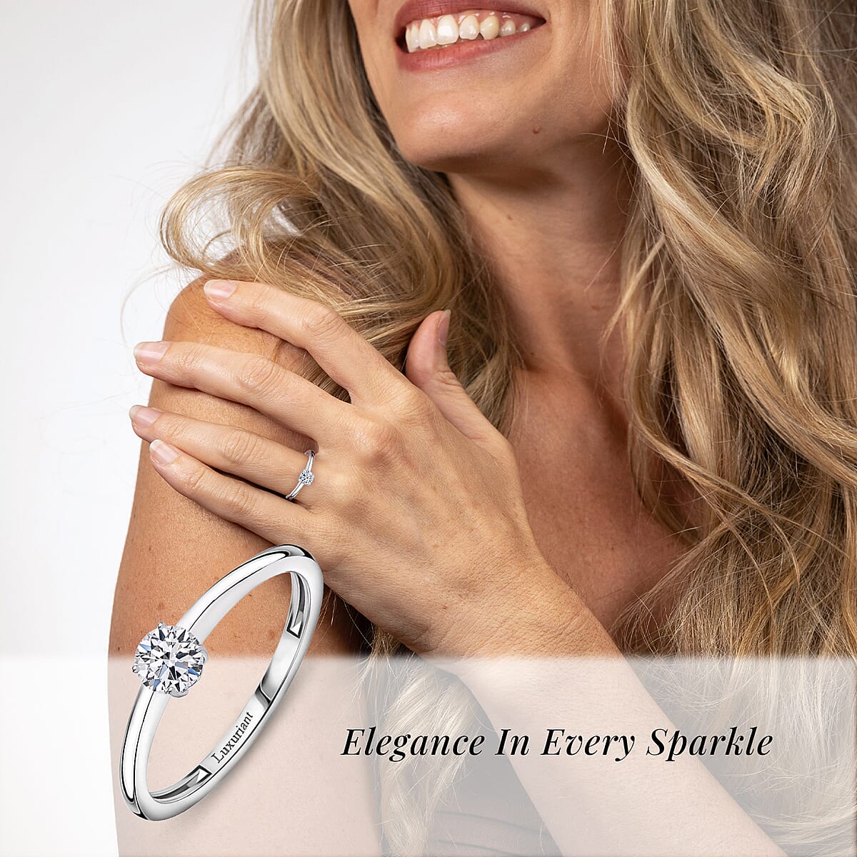 Luxuriant Lab Grown Diamond E-F VS 0.50 ctw Solitaire Ring in Rhodium Over Sterling Silver (Size 11.0) image number 1