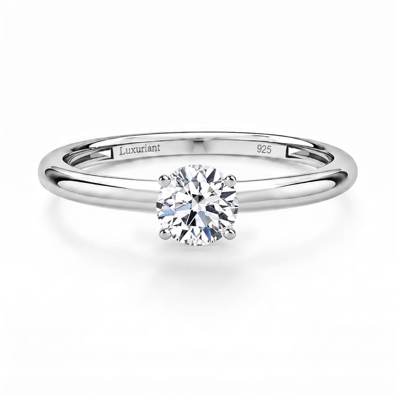 Luxuriant Lab Grown Diamond E-F VS 0.50 ctw Solitaire Ring in Rhodium Over Sterling Silver (Size 4.0)