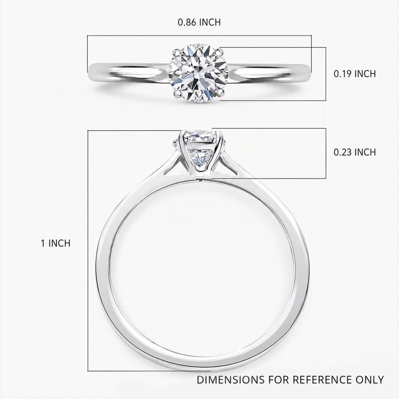 Luxuriant Lab Grown Diamond E-F VS 0.50 ctw Solitaire Ring in Rhodium Over Sterling Silver (Size 4.0)