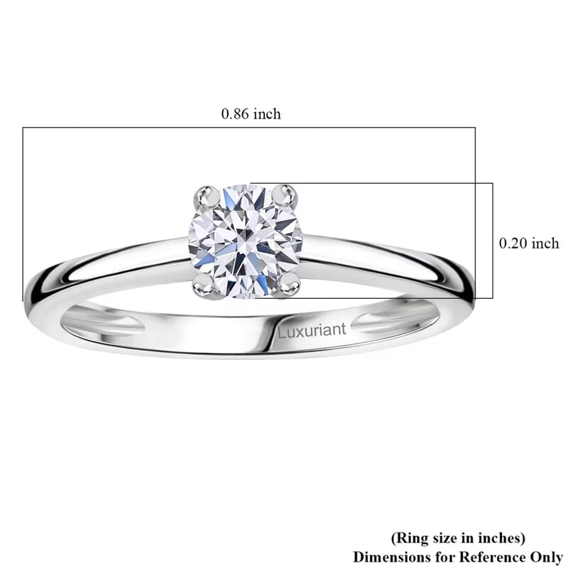 Luxuriant Lab Grown Diamond E-F VS 0.50 ctw Solitaire Ring in Rhodium Over Sterling Silver (Size 4.0)