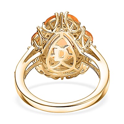 D'Joy Ethiopian Welo Opal and Multi Gemstone 2.90 ctw Sunburst Halo Ring in 18K Vermeil Yellow Gold Over Sterling Silver (Size 10.0)