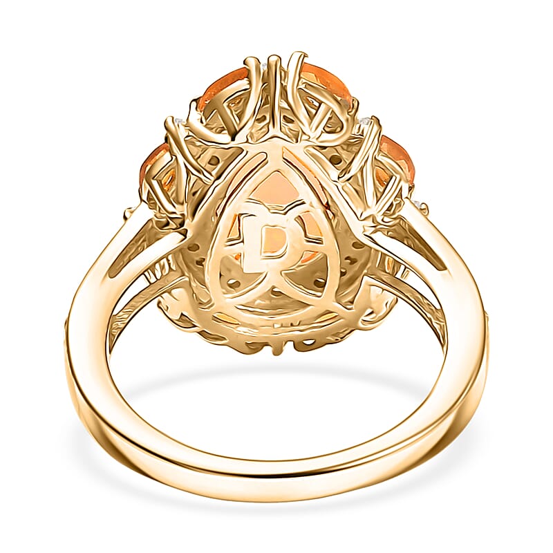 D'Joy Ethiopian Welo Opal and Multi Gemstone 2.90 ctw Sunburst Halo Ring in 18K Vermeil Yellow Gold Over Sterling Silver (Size 10.0)