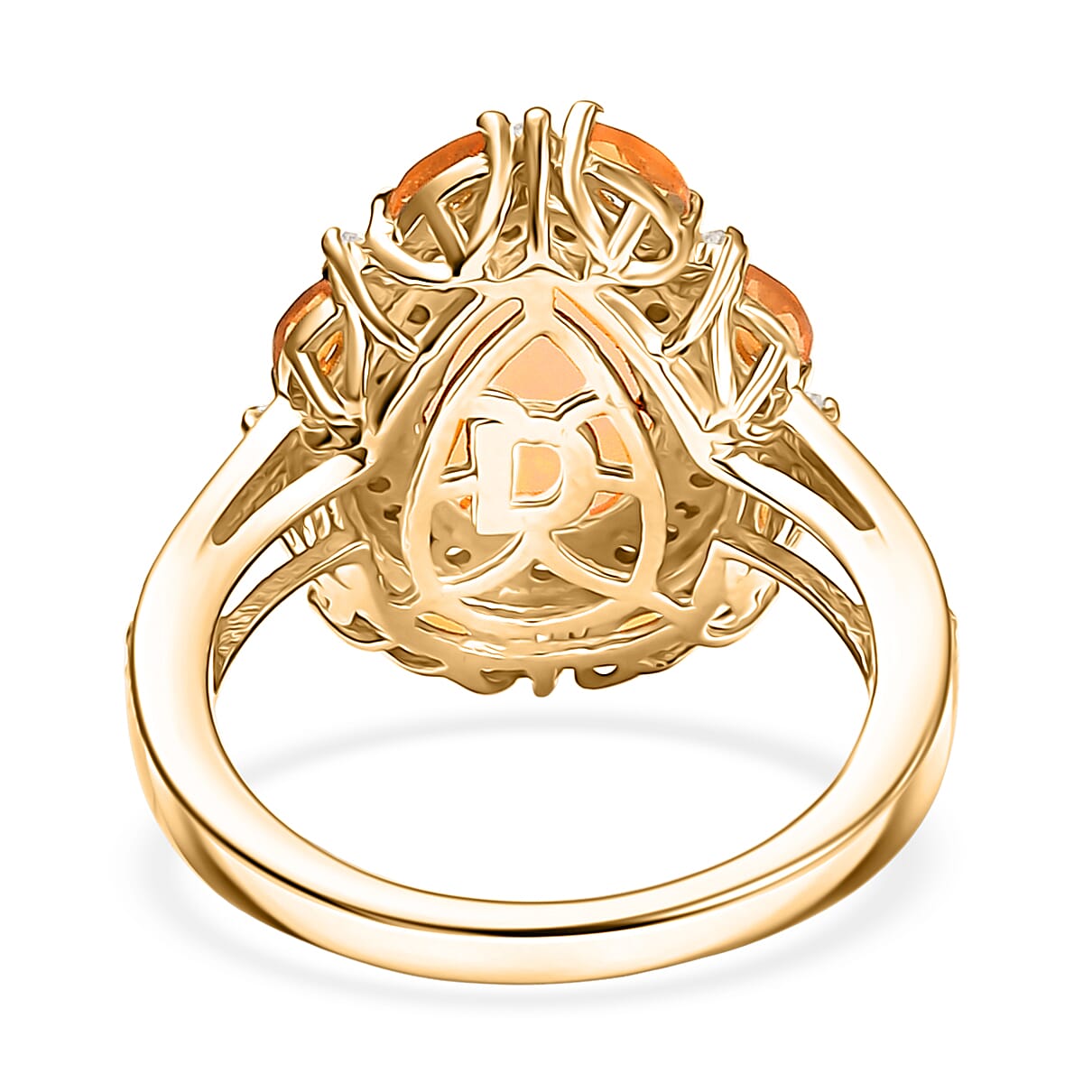 Doorbuster D’Joy Ethiopian Welo Opal and Multi Gemstone 2.90 ctw Sunburst Halo Ring in 18K Vermeil Yellow Gold Over Sterling Silver (Size 7.0) image number 4