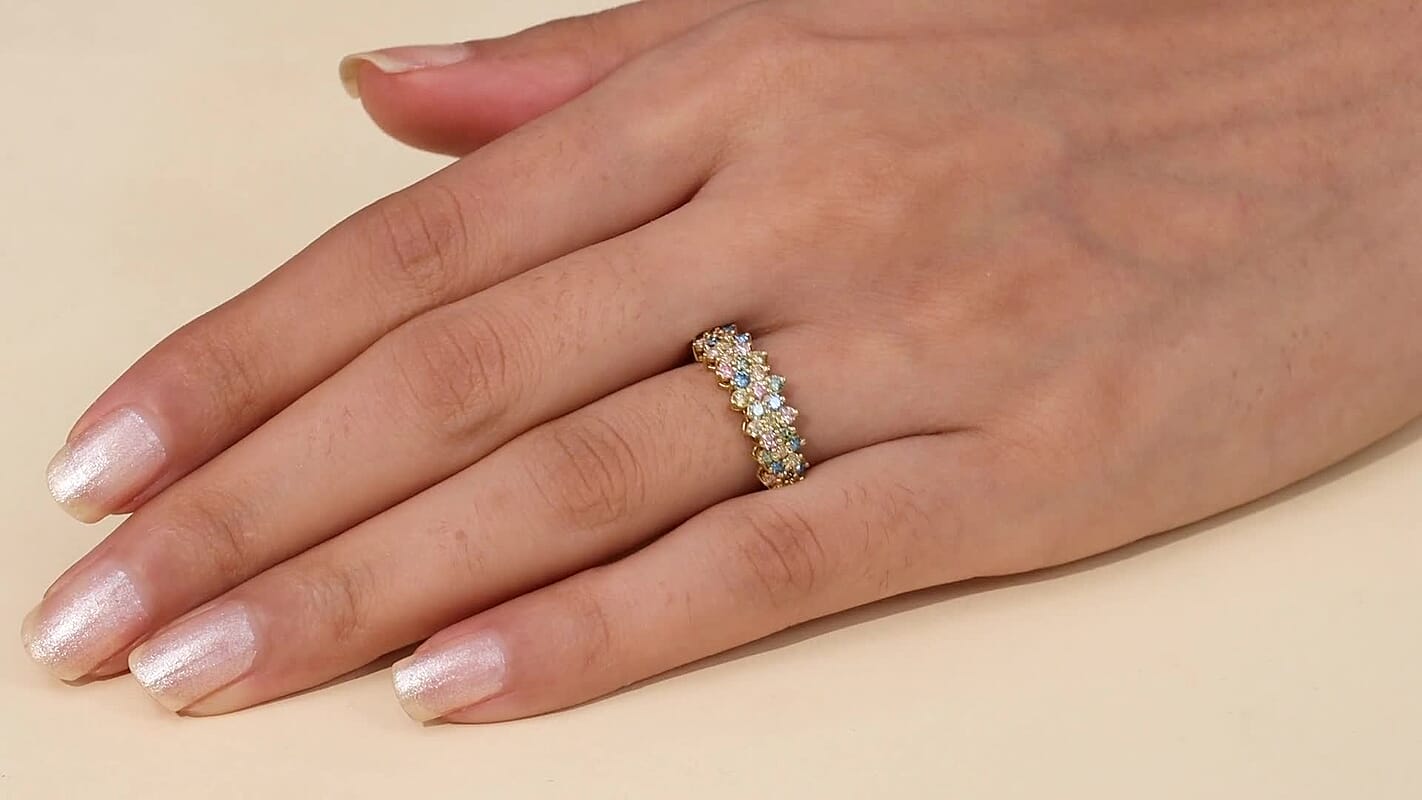 Luxuriant Lab Grown Multi Diamond SI 1.00 ctw Ring in 18K Vermeil Yellow Gold Over Sterling Silver (Size  10.0)