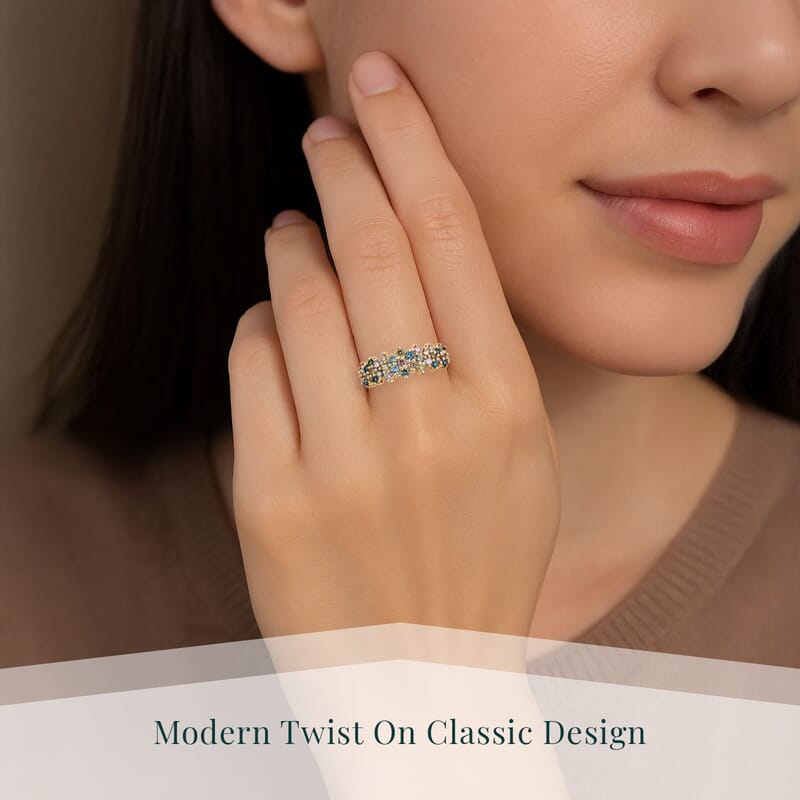 Luxuriant Lab Grown Multi Diamond SI 1.00 ctw Ring in 18K Vermeil Yellow Gold Over Sterling Silver (Size  10.0)