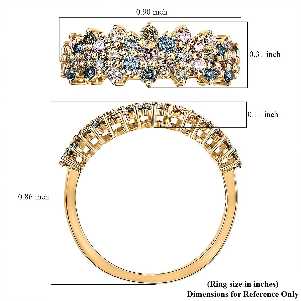 Luxuriant Lab Grown Multi Diamond SI 1.00 ctw Ring in 18K Vermeil Yellow Gold Over Sterling Silver (Size  10.0) image number 6